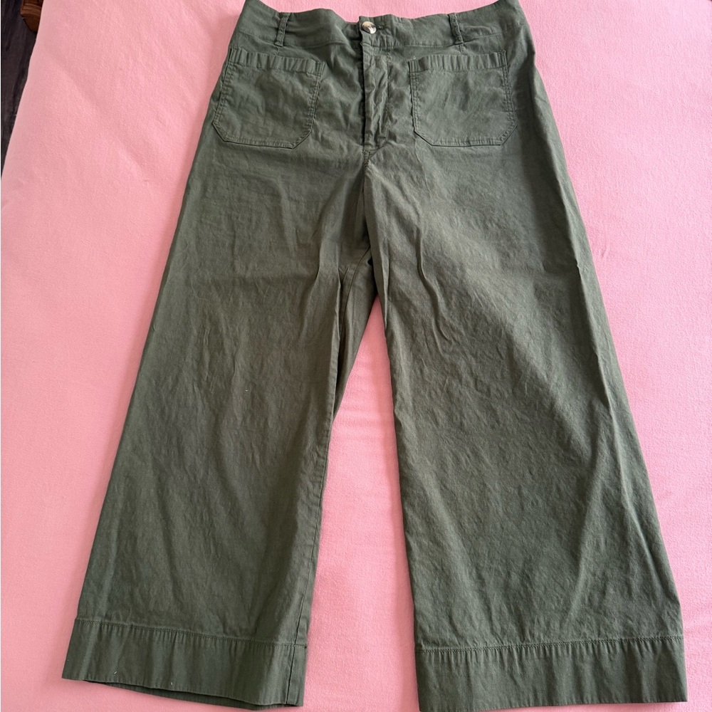 Anthropologie Green Wide-Leg Pants